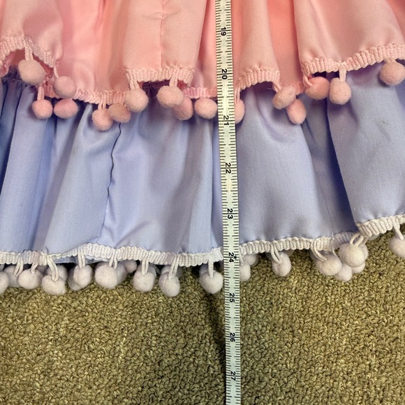 Trish Scully: Girls Pom Pom Dress, Pink / Blue/ Yellow / Purple, Size 5 - Picture 6 of 11